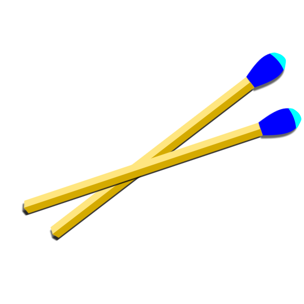 SVG Wooden matches with blue tip vector drawing