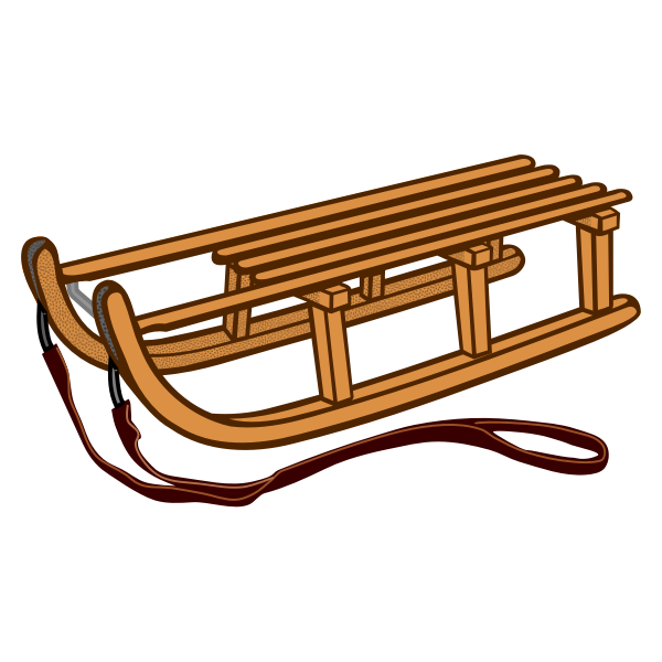 SVG Wooden sled line art vector drawing