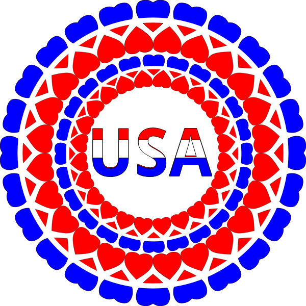 SVG Word USA in heart circles vector image