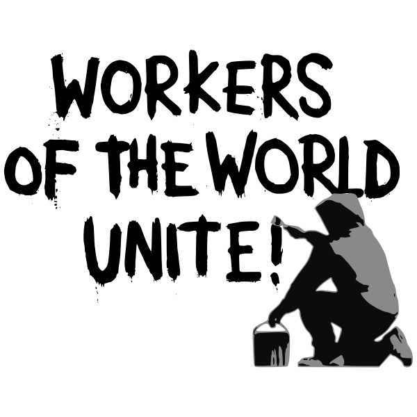 SVG Workers of the world unite label vector drawing