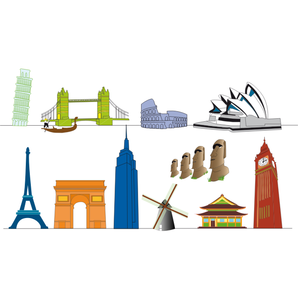 SVG World landmarks selection vector image