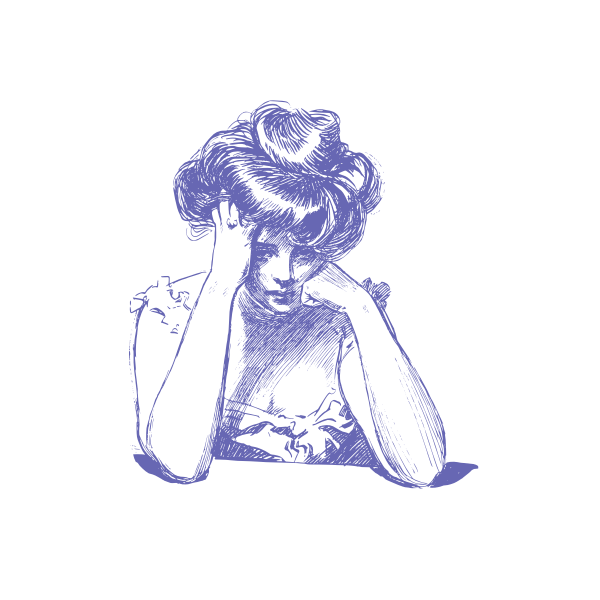 SVG Worried vintage lady