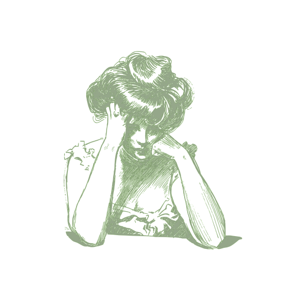 SVG Worried vintage woman