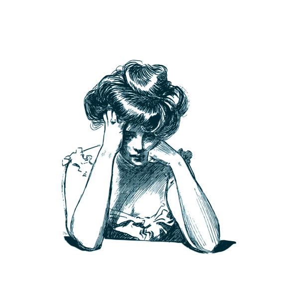 SVG Worried woman drawing