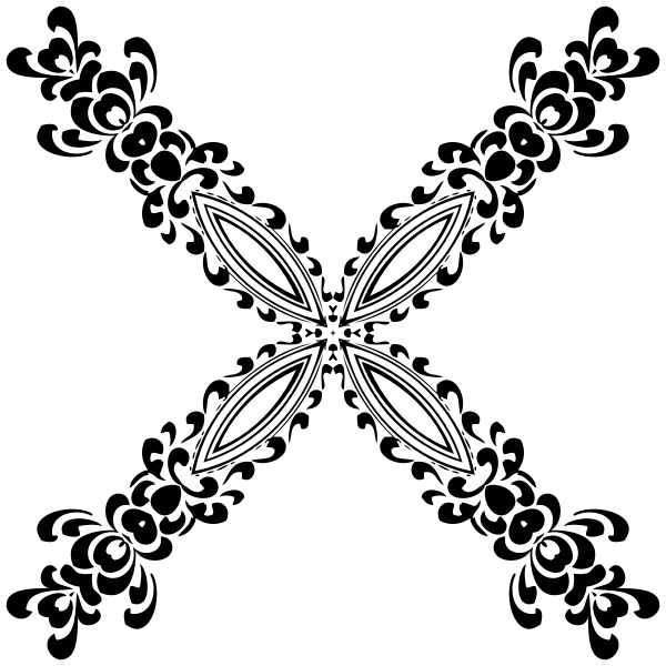 SVG X-shaped black and white flower