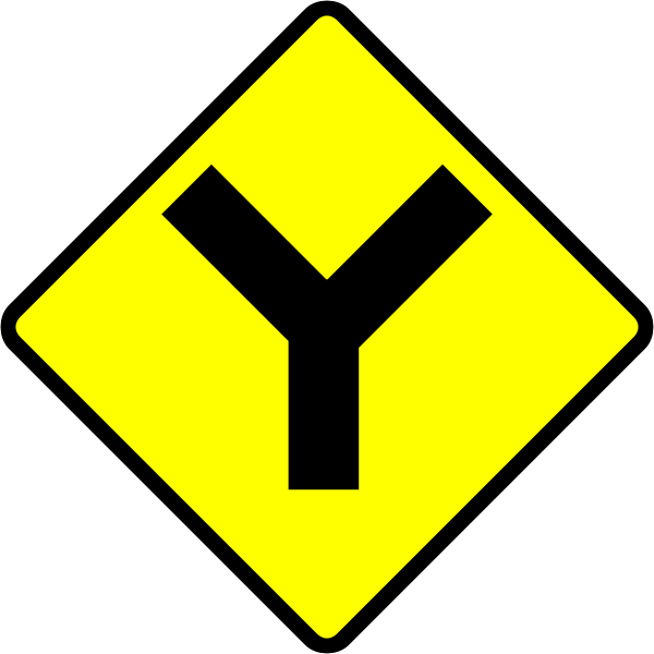SVG Y-road caution sign vector illustration