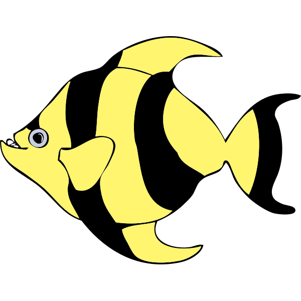 SVG Yellow and black striped fish vector drawing