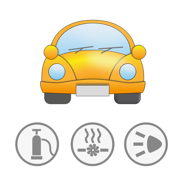 SVG Yellow car with symbolic signs