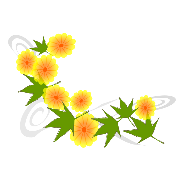 SVG Yellow flowers and green leaves vector image