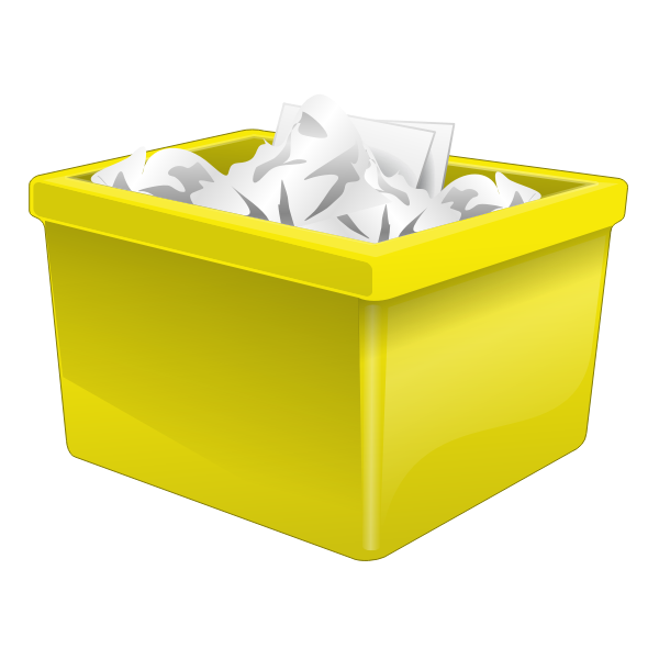 SVG Yellow plastic box filled with paper vector graphics