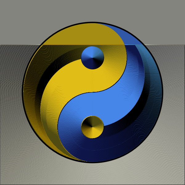 SVG Ying yang sign in gradual gold and blue color vector graphics
