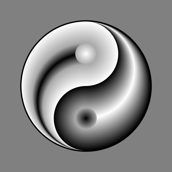 SVG Ying yang sign in gradual silver and black color clip art