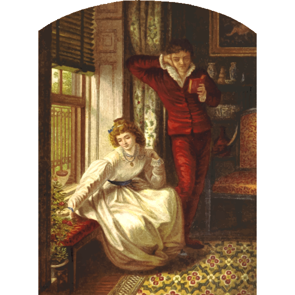 SVG Young couple reading poetry