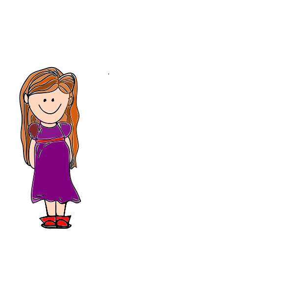 SVG Young lady with long brown hair vector clip art