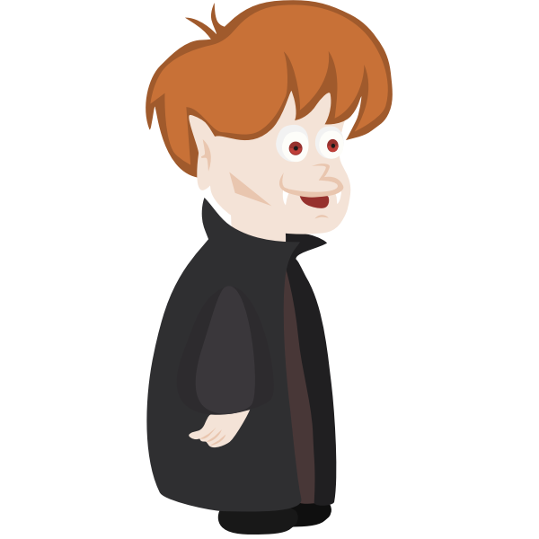 SVG Young vampire in black cloak vector drawing