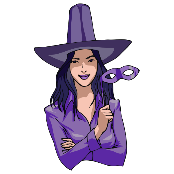 SVG Young witch in purple vector illustration