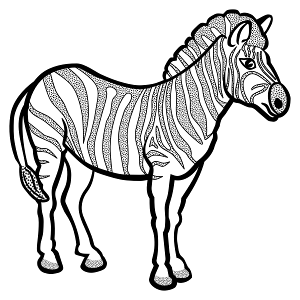 SVG Zebra in black and white vector drawing