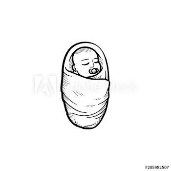 Swaddled baby infant hand drawn outline doodle icon