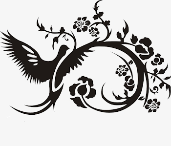 Swallow Black And White Flower Vine, Flower Clipart, Vine Clipart ...