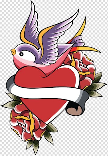 Swallow tattoo Heart , Bird transparent background PNG clipart