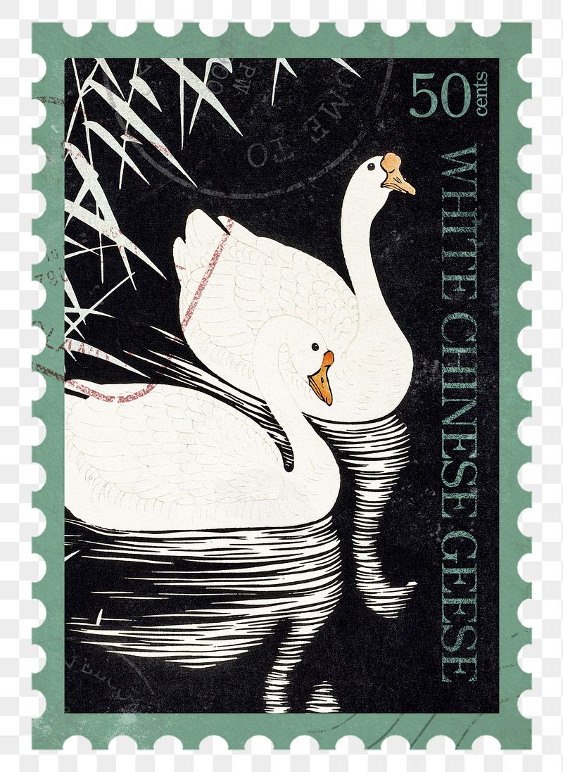 Swan png post stamp, ephemera | Free PNG - rawpixel