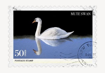 Swan postage stamp, animal collage | Free PSD - rawpixel