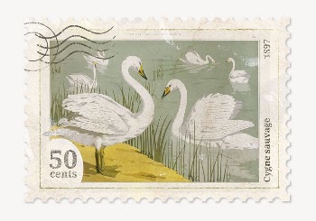 Swan postage stamp, ephemera collage | Free PSD - rawpixel