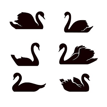 Swan silhouette collection Free Vector