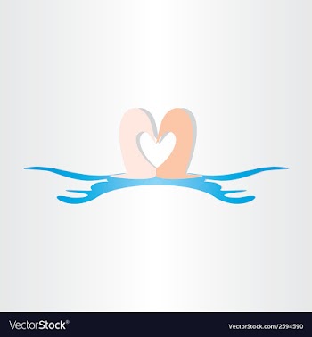  					Swans in water love symbol vector image														