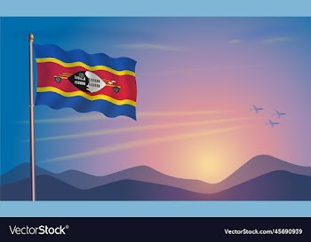 swaziland flag in the morning sun