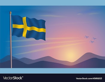 sweden flag in the morning sun