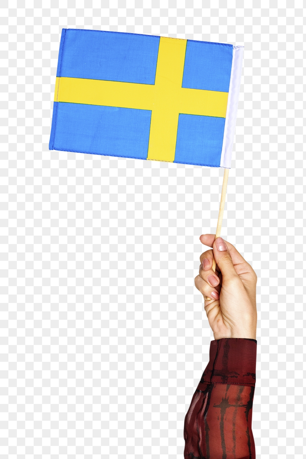 Swedish flag png in hand | Free PNG - rawpixel