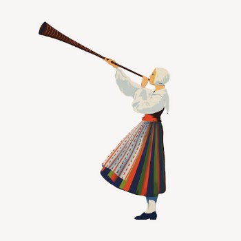 Swedish woman blowing horn sticker, | Free PSD - rawpixel