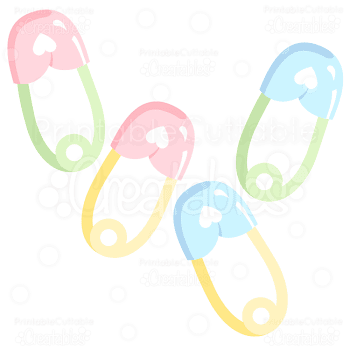 Sweet Baby Safety Pins SVG Cuts & Clipart