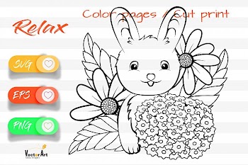 Sweet Bunny - Cut File and Coloring Page
