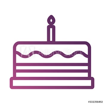 sweet cake birthday line gradient style icon