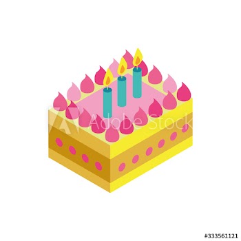 sweet cake birthday with candles icon