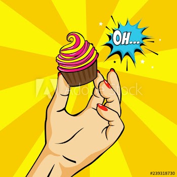 Sweet cupcake in a pop art style