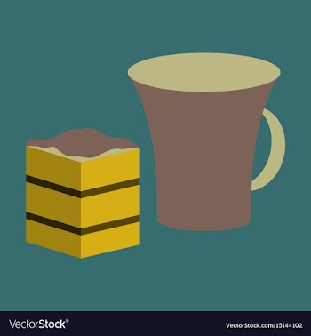 Sweet dessert in flat design cup of coffee and pie vector image