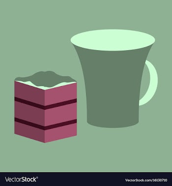 Sweet dessert in flat design cup of coffee and pie vector image