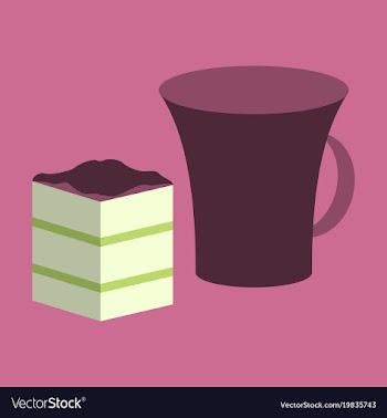 Sweet dessert in flat design cup of coffee and pie vector image