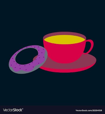 Sweet dessert in flat design cup of tea and donat vector image