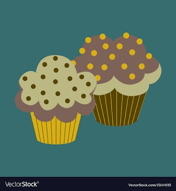 Sweet dessert in flat design cupcakes vector image