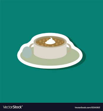 Sweet dessert in paper sticker bread-soup with vector image