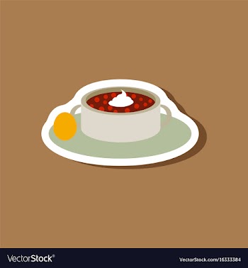 Sweet dessert in paper sticker bread-soup with vector image
