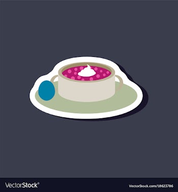 Sweet dessert in paper sticker bread-soup with vector image