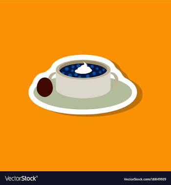 Sweet dessert in paper sticker bread-soup with vector image