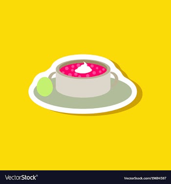 Sweet dessert in paper sticker bread-soup with vector image