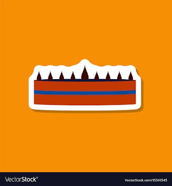 Sweet dessert in paper sticker cream cake vector image