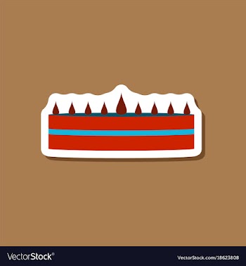 Sweet dessert in paper sticker cream cake vector image